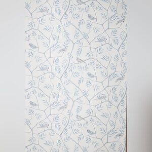 Anthropologie Morgongava Crossbill Light Blue Floral Bird Wallpaper NWT